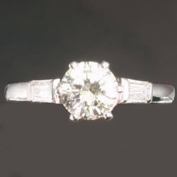Estate solitaire diamond engagement ring made in France